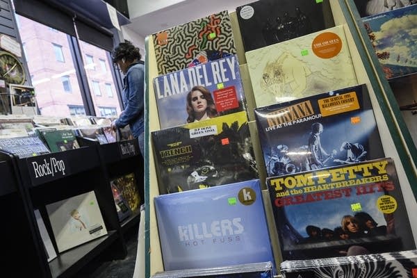 Vinyl Records are seen for sale at the Sound Garden record shop in Fells Point, Baltimore, on April 12, 2019. - Record Store Day is an annual international event inaugurated on September 22, 2007 at the Sound Garden Shop in Baltimore and held on one Saturday every April and every "Black Friday" in November to "celebrate the culture of the independently owned record store". A number of records are pressed specifically for Record Store Day, with a list of releases for each country, and are only distributed to shops participating in the event.