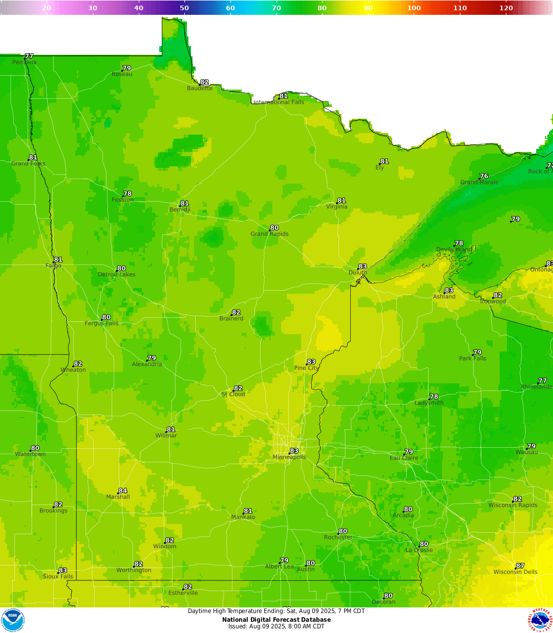 Highs for Saturday