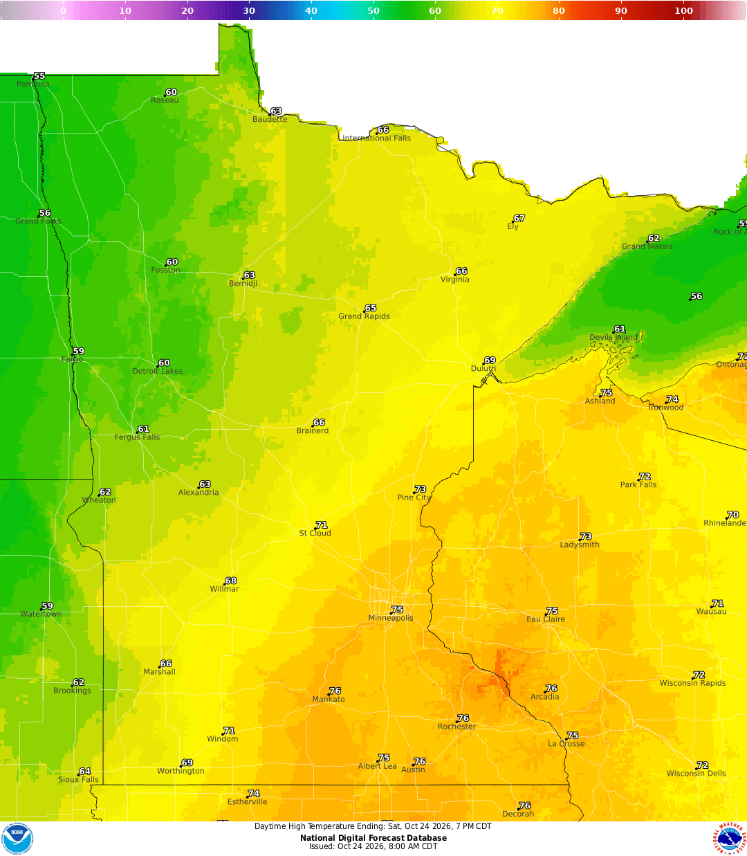 Highs for Saturday