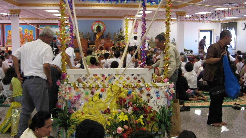 Donations to the temple are collected.
