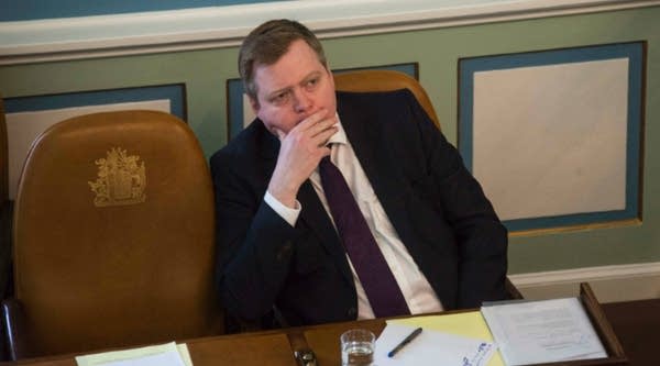 Iceland's Prime Minister Sigmundur David Gunnlaugsson attends a session of parliament in Reykjavik, Iceland on Monday.