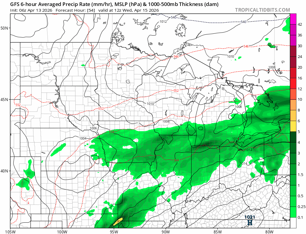 Forecast precipitation Wednesday 7 a.m. to Thursday 7 a.m. 