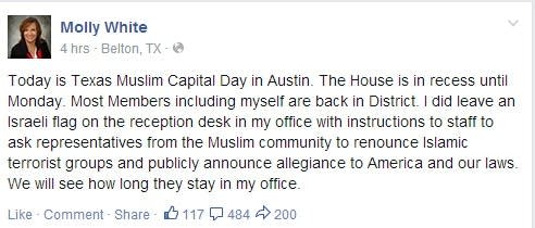 TX lawmaker requires Muslim visitors to renounce terrorism