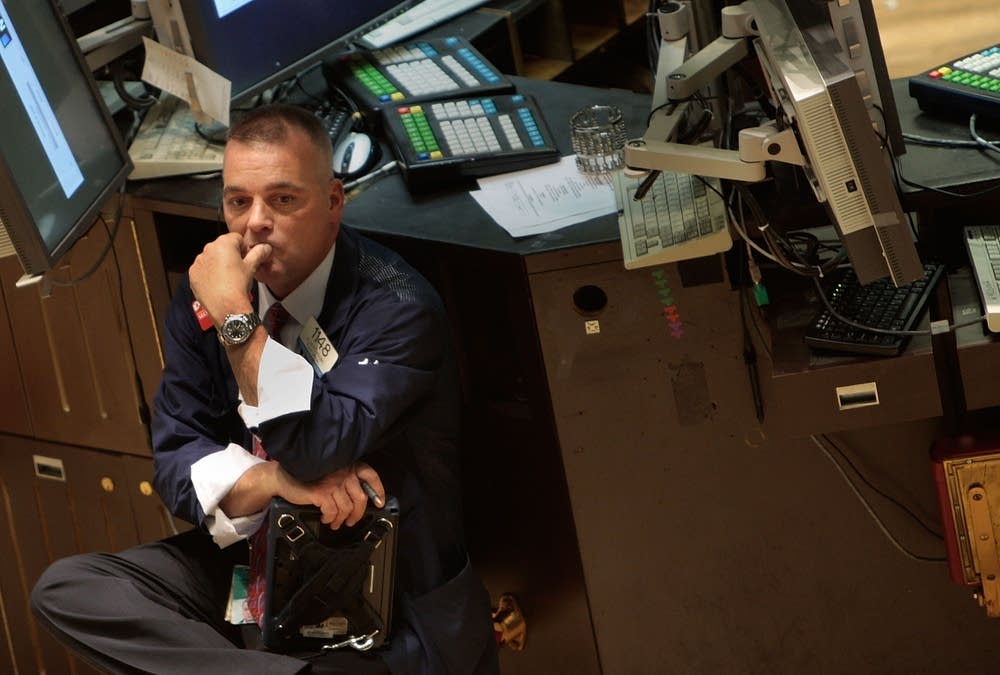 A trader on the New York Stock Exchange floor