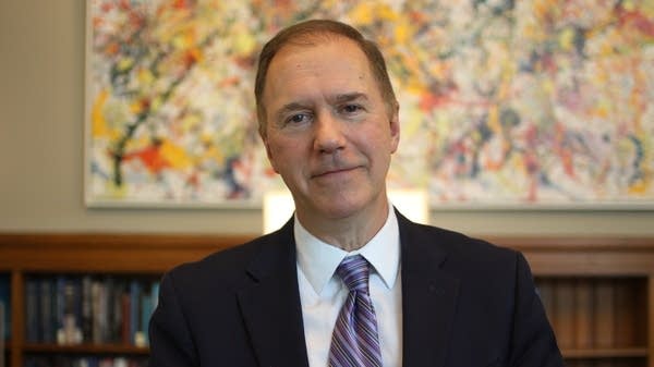 Clark University President David Fithian stands in his office in Worcester, Massachusetts, on July 29. He is at the helm of a 138-year-old institution on the precipice of deep transformation.