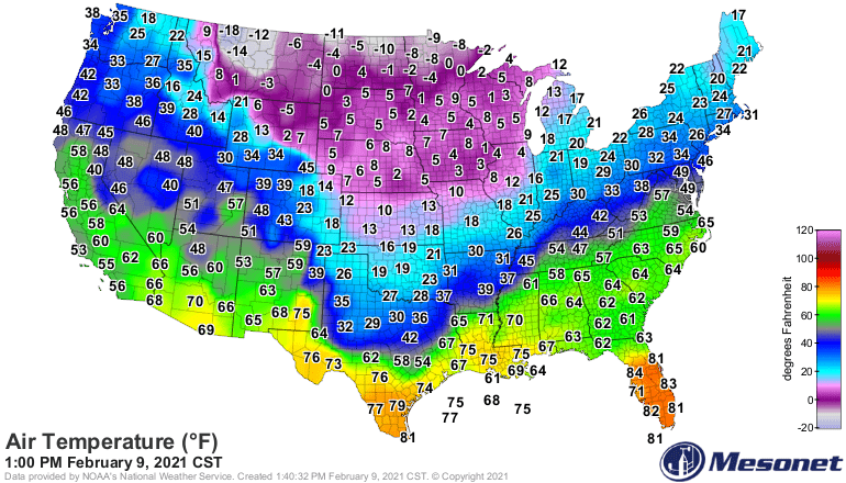Temperatures Tuesday afternoon