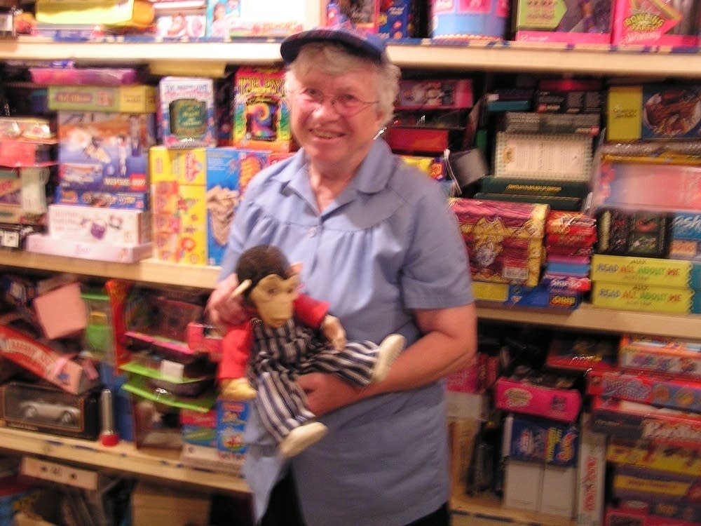 Sister Jean Thuerauf with toys