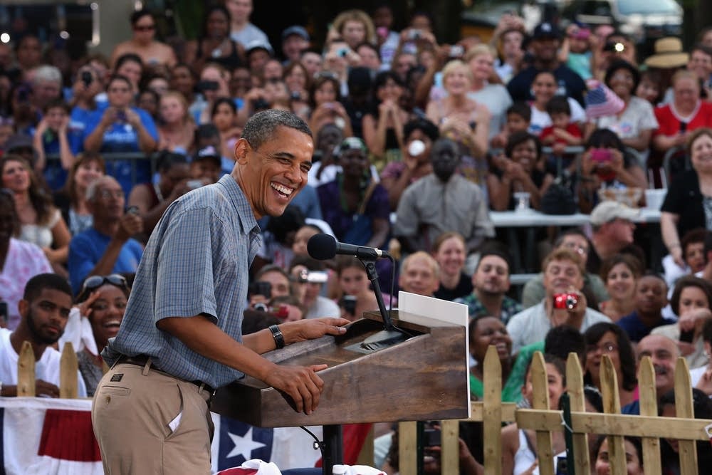 President greets supporters