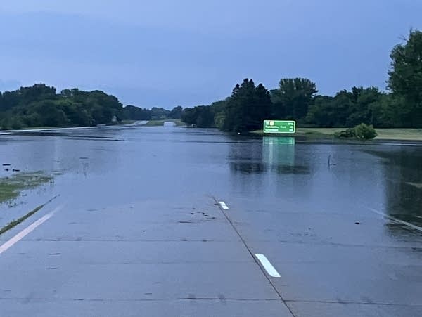 Flooding along a stretch of freeway