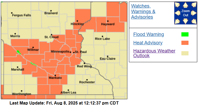 Heat advisory for Friday
