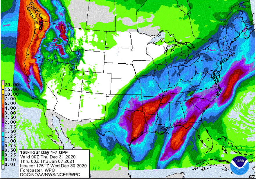Forecast total preciipitation ending 6 p.m. next Wednesday