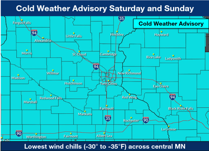 Cold weather advisory Saturday and Sunday