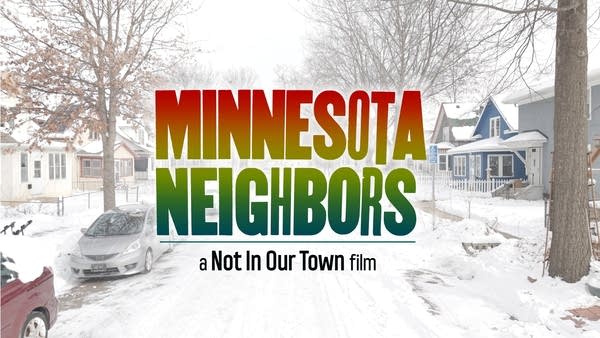 A promotional image for a documentary film shows a snowy street and the words "Minnesota Neighbors"