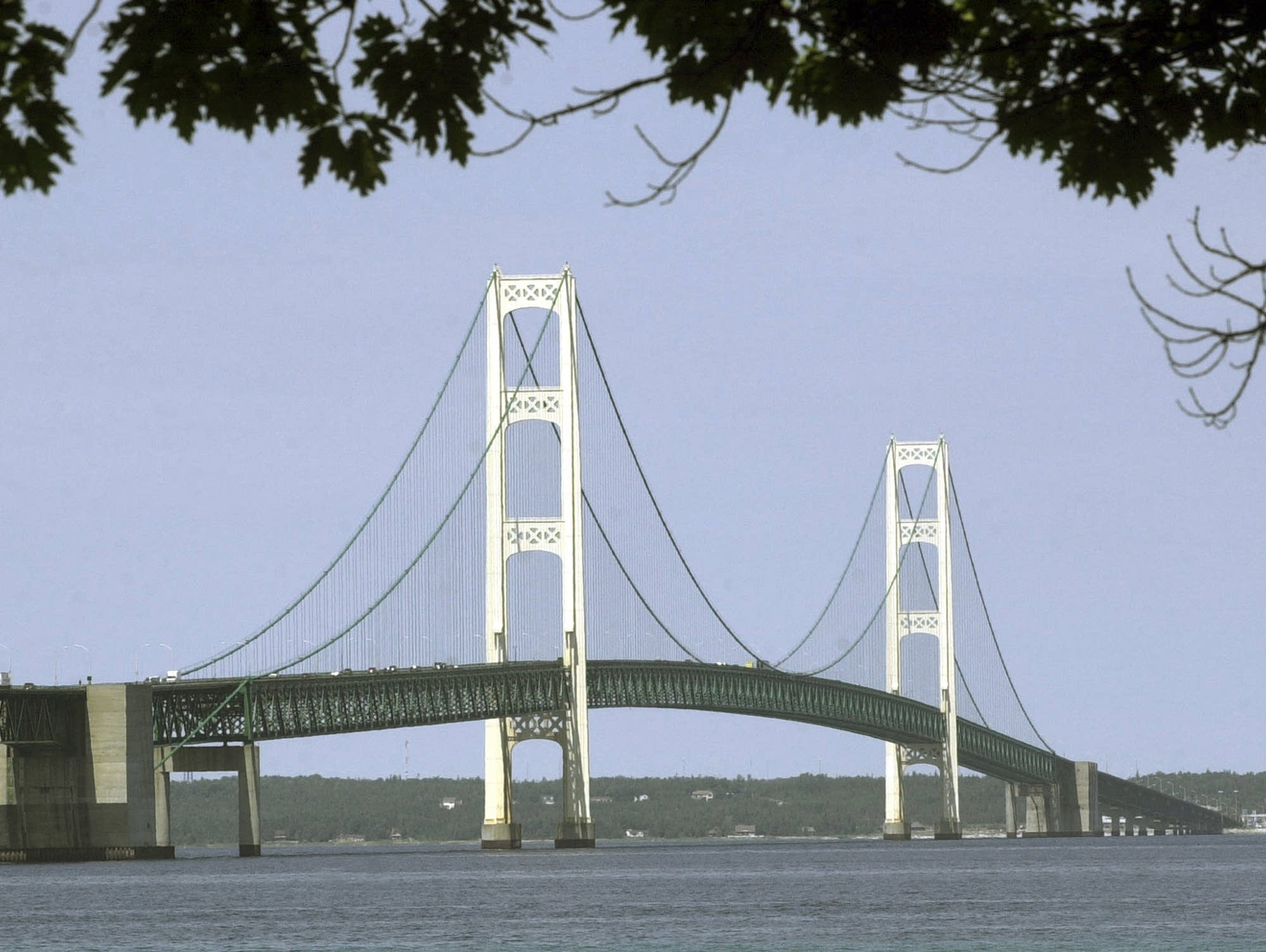 The Mackinac Bridge spans the Straits of Mackinac