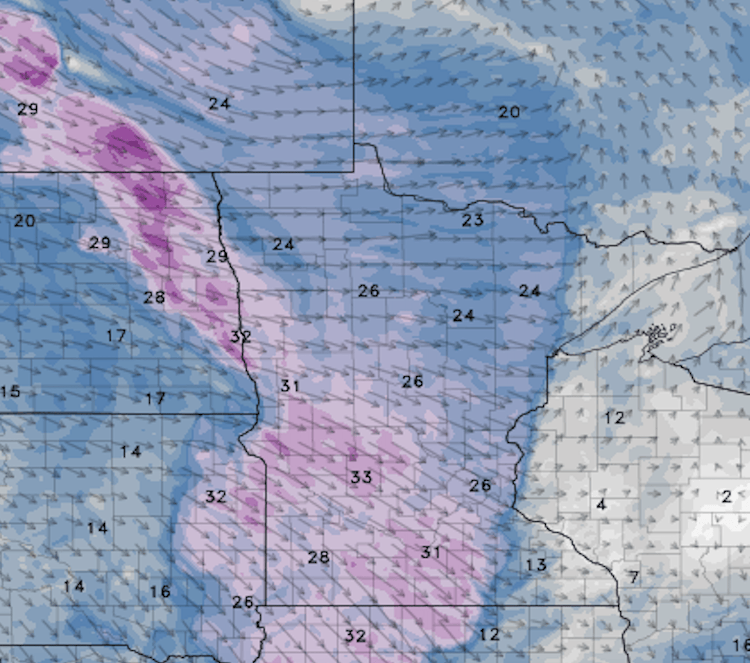 Winds increase late Wednesday; more snow showers north Thursday
