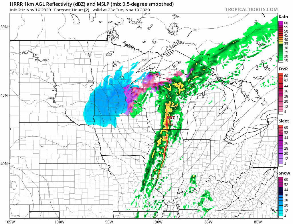NOAA HRRR model through 3 am Wednesday