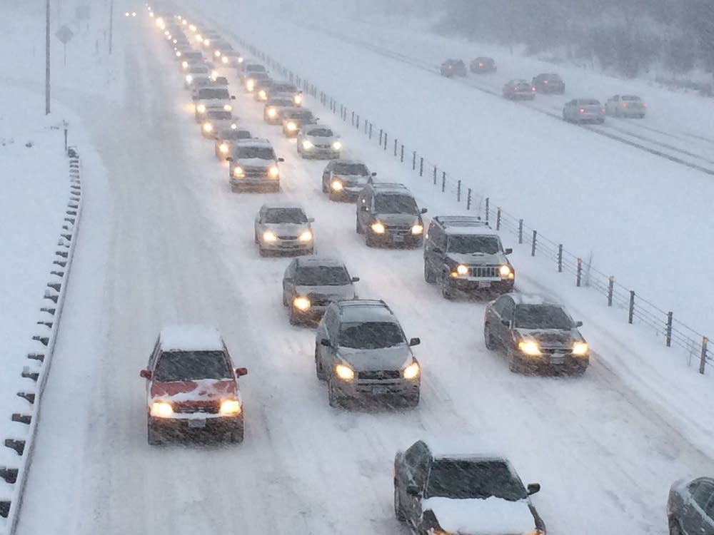 Car fire, spinouts slow snowy commute Minnesota Public Radio News