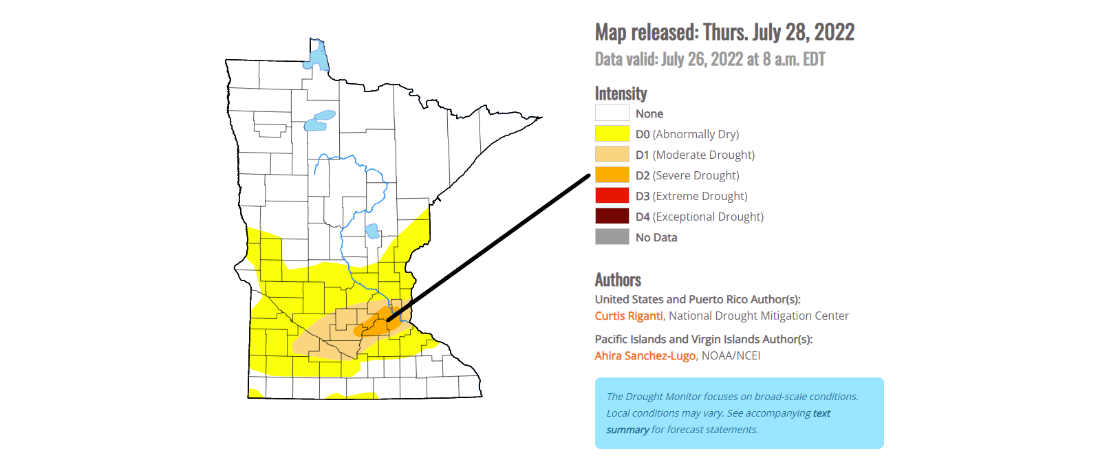 Drought monitor issued Thursday, July 28