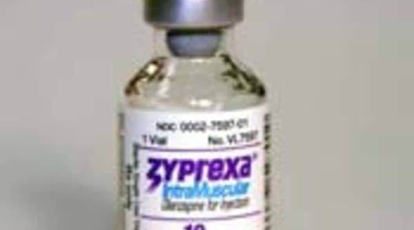 Eli Lilly drug Zyprexa, used to treat schizophrenia and severe bipolar disorder.