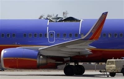 Damaged Southwest plane