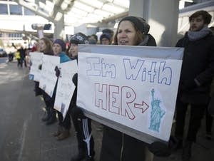 As many as a thousand people gathered in protest.