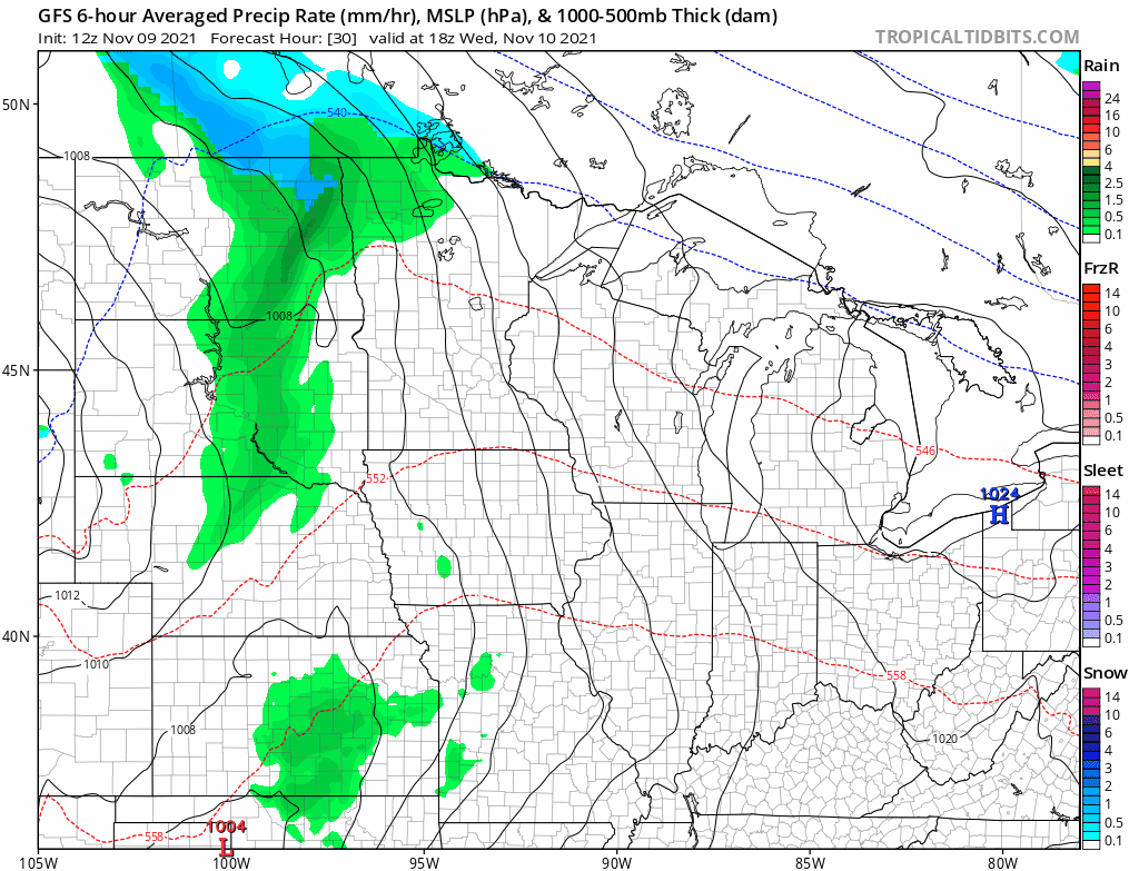 NOAA GFS model noon Wednesday through 7 am Friday