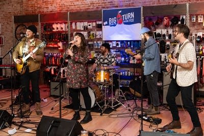Band performing in store