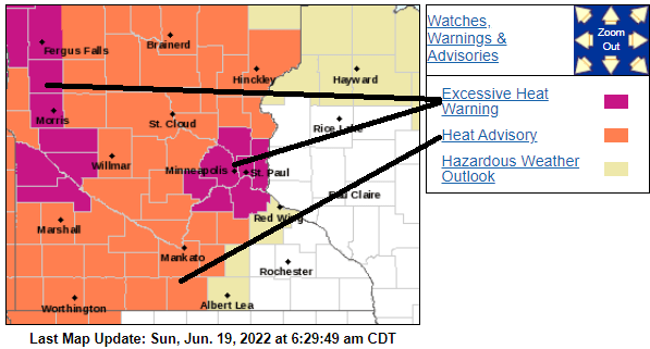 Steam heat; heat warnings and advisories Sunday through Monday