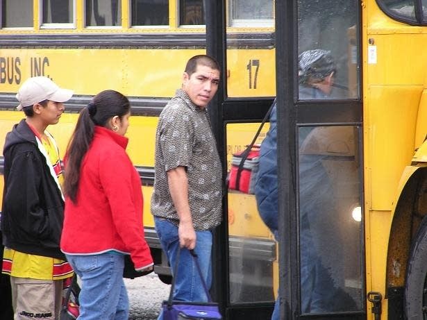 Boarding the bus