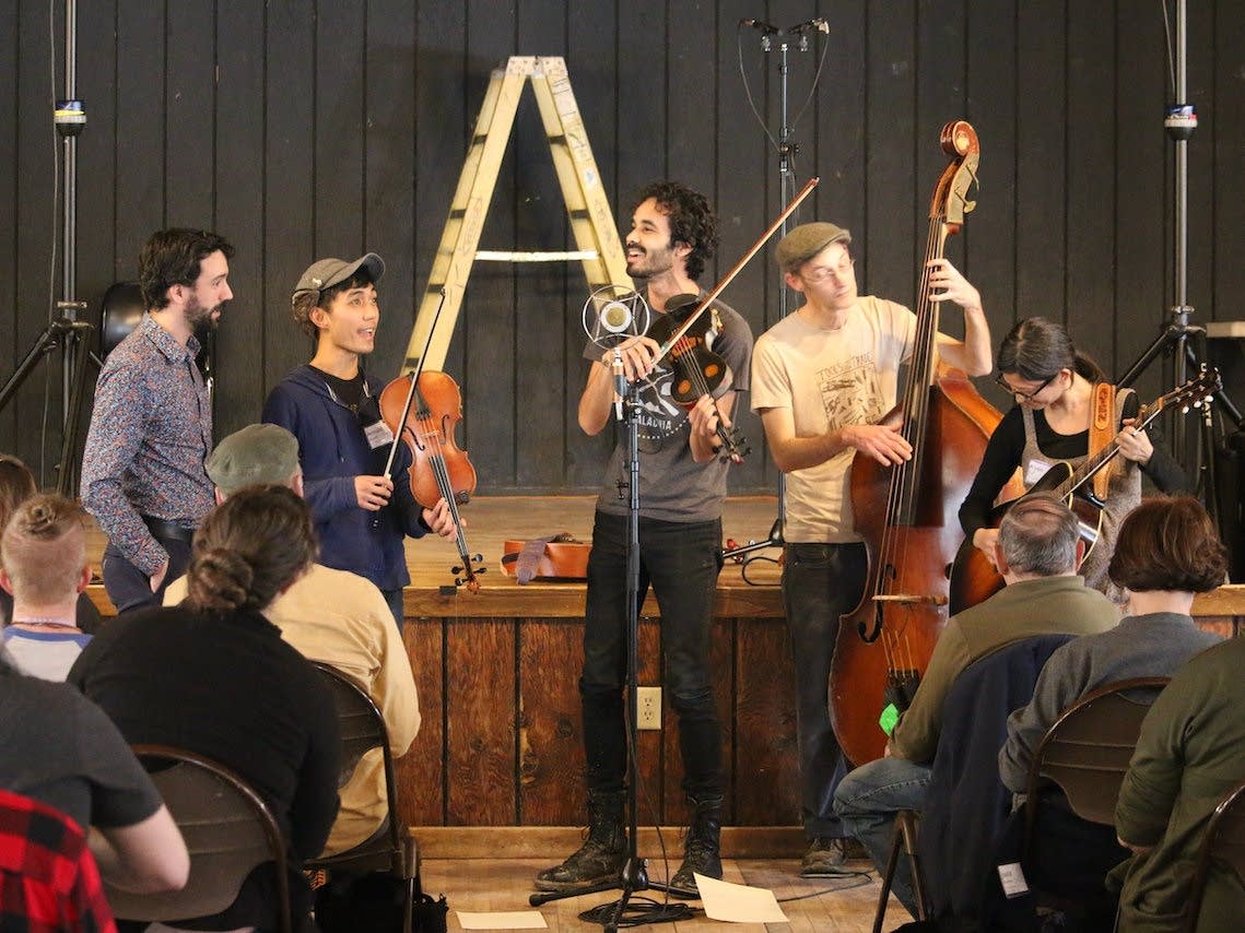 Jake Blount leads a music performance workshop