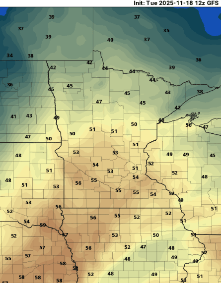 NOAA GFS temperature output