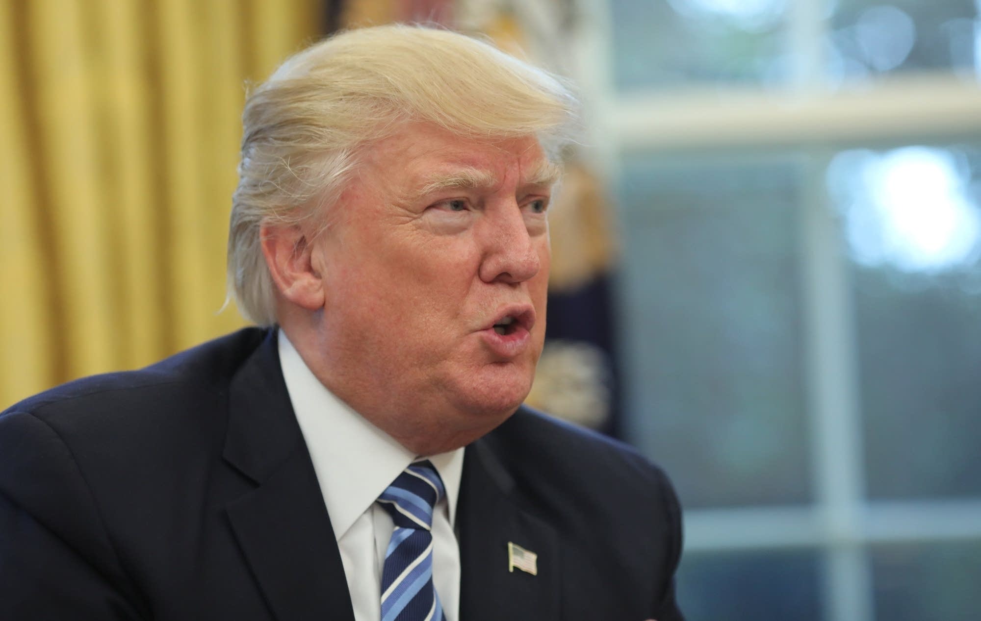 U.S. President Trump speaks during Reuters interview
