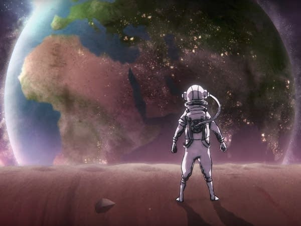 A still from Majid Adin's 'Rocket Man' video