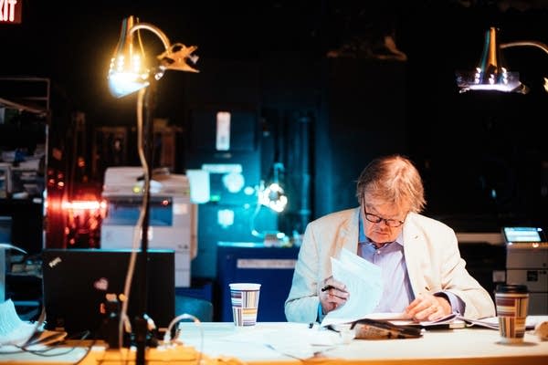 Garrison Keillor looks through the script the State Theater in 2016.