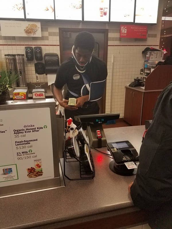 Injured in car accident, teen goes to work anyway to raise money to feed homeless