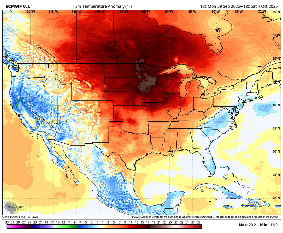 July-like temperatures right into the start of October 