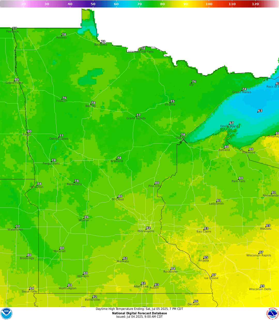 Highs for Saturday