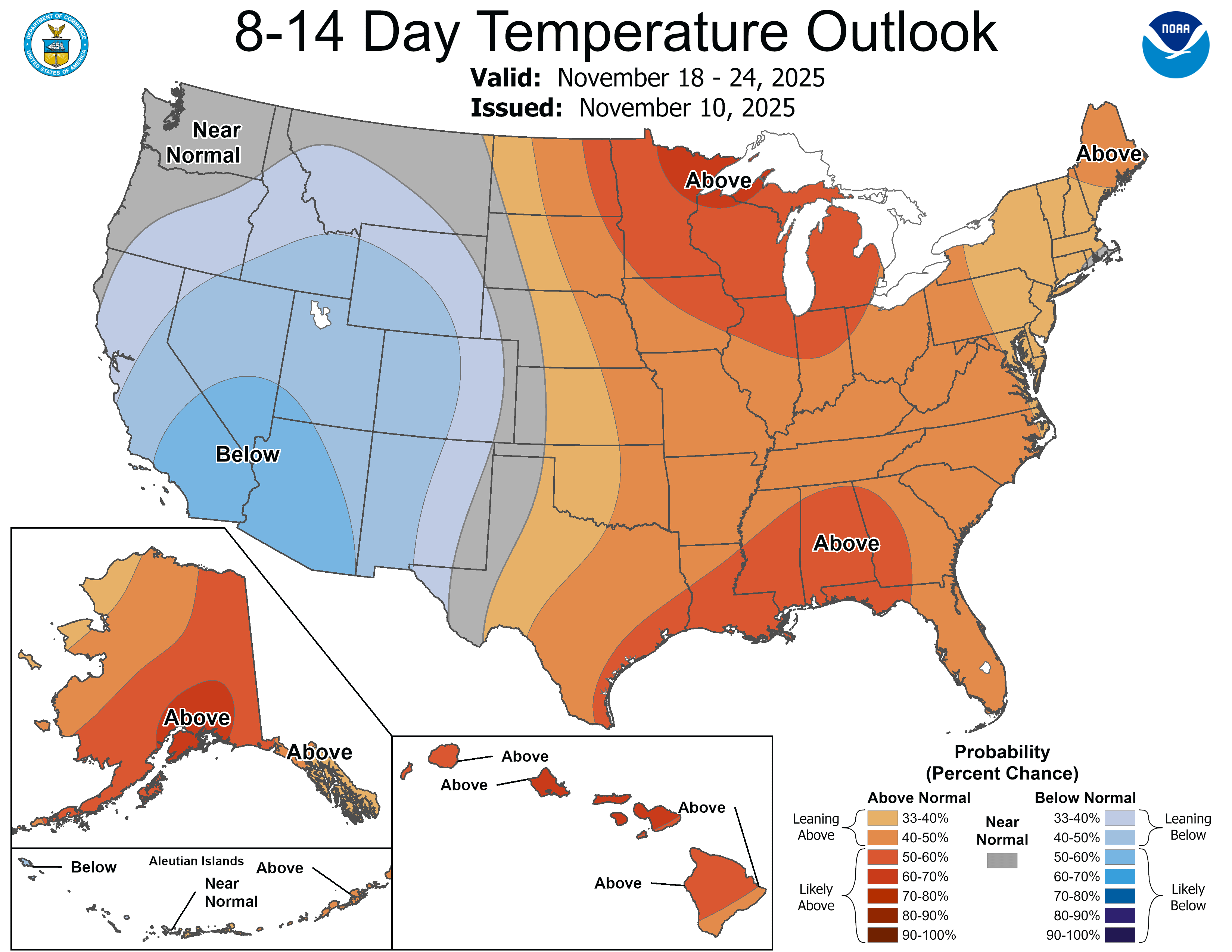 NOAA 8 to 14-day temperature outlook