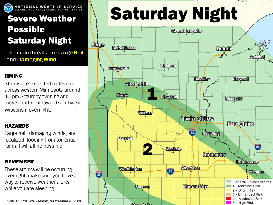 Severe weather risk areas