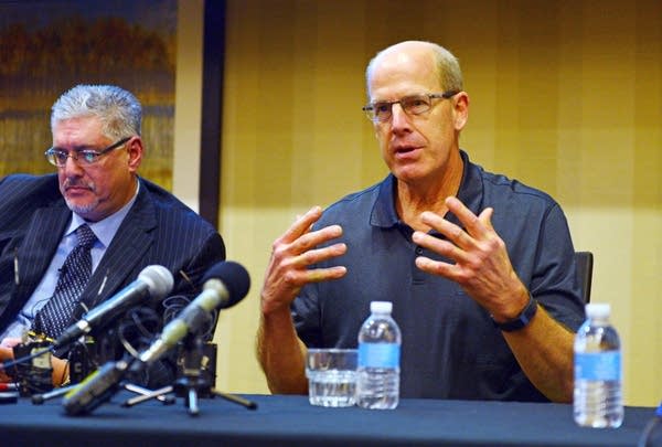 Daniel Rassier speaks at a press conference.