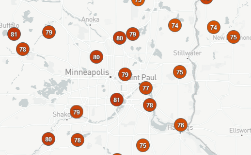 Dew point readings 2 a.m. July 27