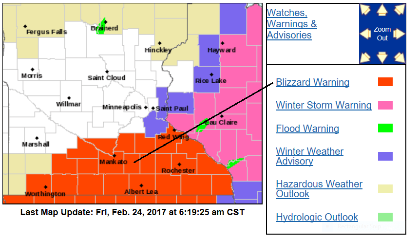 Blizzard warning southern Minn., advisory southeast metro today