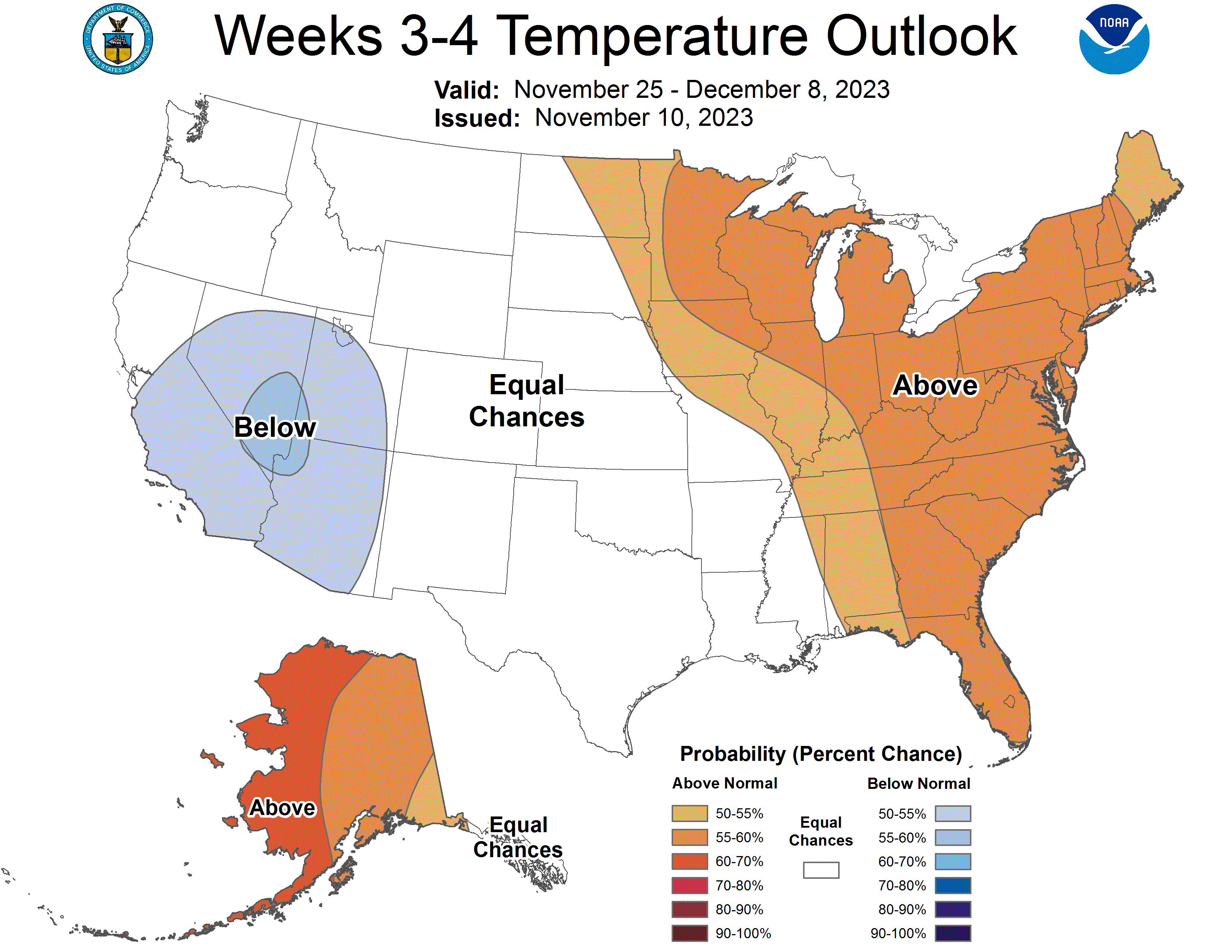 NOAA week 3 and 4 temperature outlook