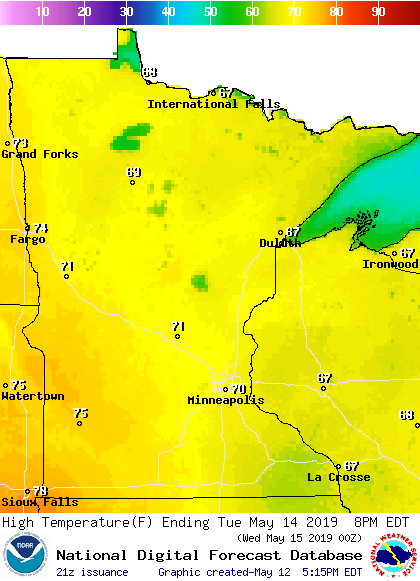 Warmer temps this week, with a shot at 80 on Thursday