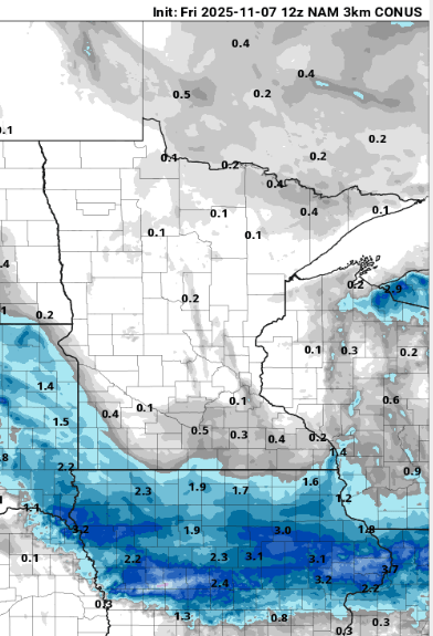 NOAA NAM 3 km model snowfall