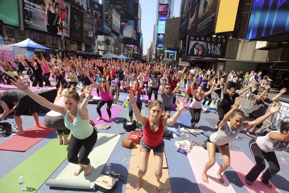 Yoga in New York's Times Square
