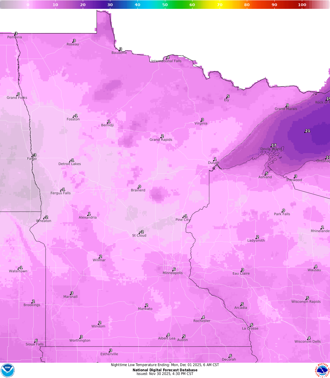 Cold start to meteorological winter as temperatures run 15-20 degrees below average