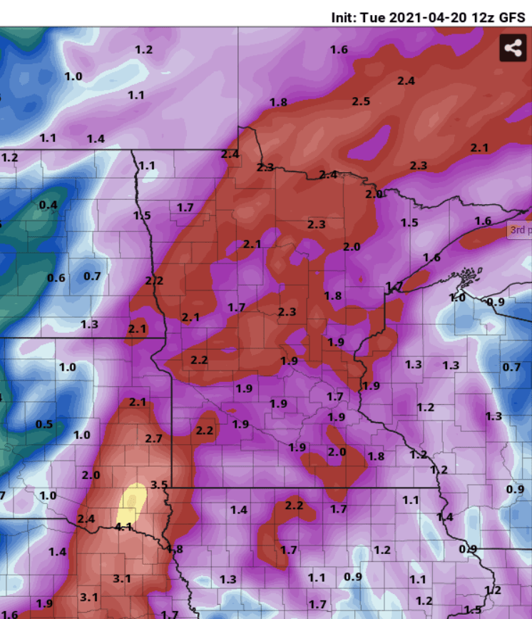 NOAA GFS precipitation forecast next week