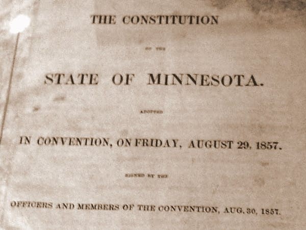 Cover of the first printing of the Minnesota Constitution, 1857.