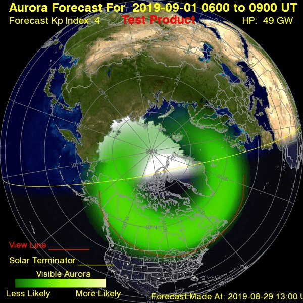 Aurora forecast model from NOAA's Space Weather Prediction Center